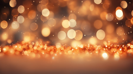 Golden sparkle glitter with Gold bokeh effect and selective defocus backdrop. Festive luxury background with bright gold lights christmas mood concept for banner, ads and poster. Generative aiの素材
