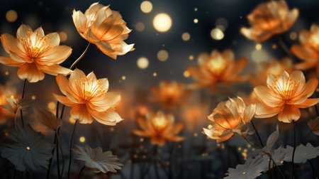 Luxury wallpaper flower. Abstract floral design luxurious, mural art, premium wallpaper, texture wall art design shiny golden light. For design textiles, prints, wallpapers, posters. Generative AIの素材