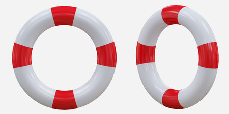 Inflatable swimming circle realistic, pool ring isolated on background. Summer Journey, Time to...