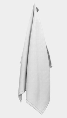 Towel mockup hanging on hanger and hook mockup for design, branding, advertising. Empty of fluffy isolated fabric for luxury hotel or hospital or perfumed towel in resort, spa, bathroom templateの写真素材