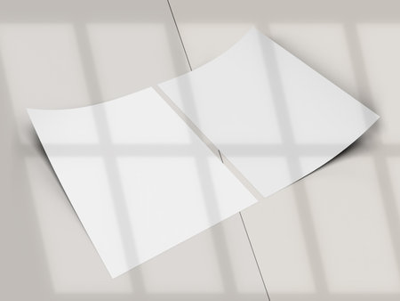 Flyer A4 Paper Mock up with shadow overlay. Template for presentation branding, corporate identity, advertising, branding identity global businessの写真素材