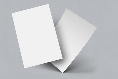 Flyer A4 Mock up with shadow overlay. Template for magazine, poster, flyer, newspaper, branding identity.の写真素材