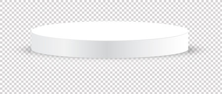 Abstract pedestal podium 3D design on transparent background. Minimal empty stand concept 3d shape for presenting products display, stage showcase, cosmetic ads, promotion. Vector geometricのイラスト素材