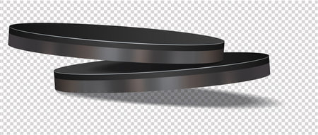 Abstract pedestal podium 3D design on transparent background. Minimal empty stand concept 3d shape for presenting products display, stage showcase, cosmetic ads, promotion. Vector geometricのイラスト素材