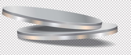 Abstract pedestal podium 3D design on transparent background. Minimal empty stand concept 3d shape for presenting products display, stage showcase, cosmetic ads, promotion. Vector geometricのイラスト素材