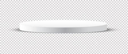 Abstract pedestal podium 3D design on transparent background. Minimal empty stand concept 3d shape for presenting products display, stage showcase, cosmetic ads, promotion. Vector geometricのイラスト素材
