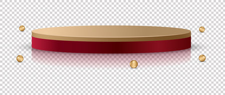 Abstract pedestal podium 3D design on transparent background. Minimal empty stand concept 3d shape for presenting products display, stage showcase, cosmetic ads, promotion. Vector geometricのイラスト素材