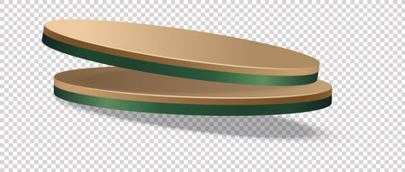 Abstract pedestal podium 3D design on transparent background. Minimal empty stand concept 3d shape for presenting products display, stage showcase, cosmetic ads, promotion. Vector geometricのイラスト素材