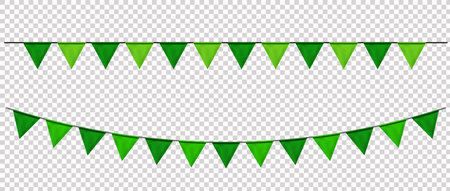 Bunting flags, carnival party triangle flag banner background. Decorative pennants hanging on a rope isolated for Celebration, Birthday, Holiday, New Year. Festive decorationのイラスト素材
