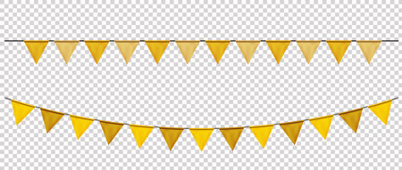 Bunting flags, carnival party triangle flag banner background. Decorative pennants hanging on a rope isolated for Celebration, Birthday, Holiday, New Year. Festive decorationのイラスト素材