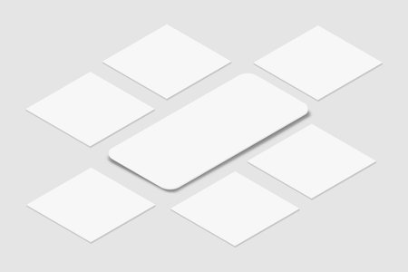 Social media post interface mockup. Social media mobile app page template design for user carousel stories feed. Vector illustration design user interface empty template on social networkのイラスト素材