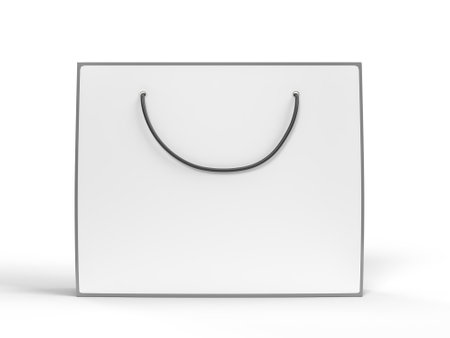 3D Realistic blank shopping bag and handle mockup. Shopping paper packaging template with copy space for supermarket, shop mall, sale merchandise products, branding and corporate identity designの写真素材