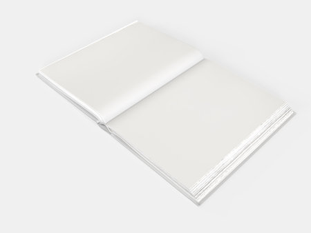 Open Magazine or Book cover mockup design isolated on white background. Blank template for presentation a publisher, notebook, catalogs, brochures, magazines, diary, journal, booklet or publicationの写真素材