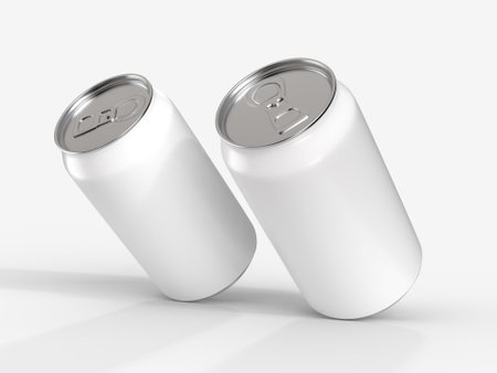3D realistic aluminum metal beverage products packaging container. For presentation branding juice, beer, energy, cola, soda, coffee, cocktail or drink can mockup blank template isolated on backgroundの写真素材