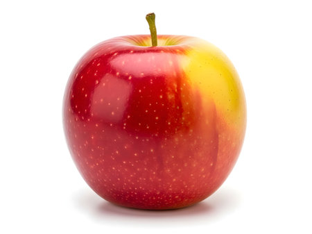 Red apple isolated on white background cutout. Healthy eating concept.の素材