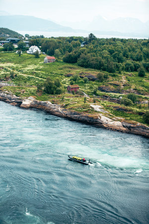 Rafting on the Norwegian fjord in summertime.の写真素材