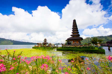 Ulun Danu temple Beratan Lake in Bali Indonesiaの写真素材