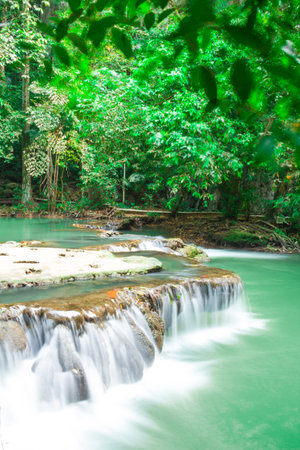Andaman Thailand outdoor photography of waterfall in rain jungle forest. Trees, PHUKET,KRABI,PHANGKHAの写真素材
