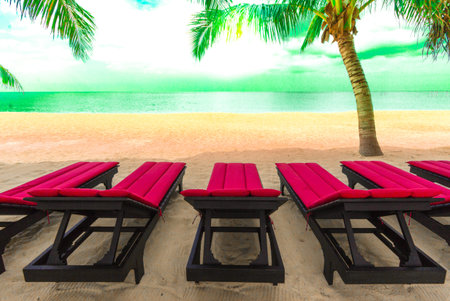 tropical beach villa, Andaman Sea, Thailandの写真素材
