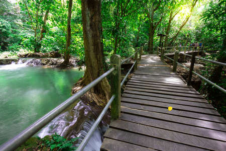 Waterfall in the national park, Phuket Thailandの写真素材