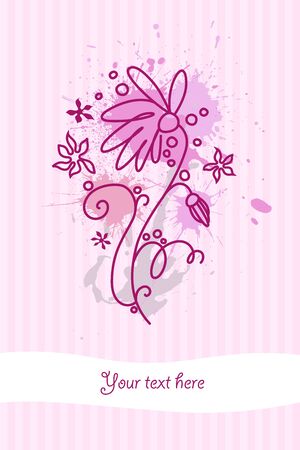 A greeting card with flower and grungy blotsの写真素材
