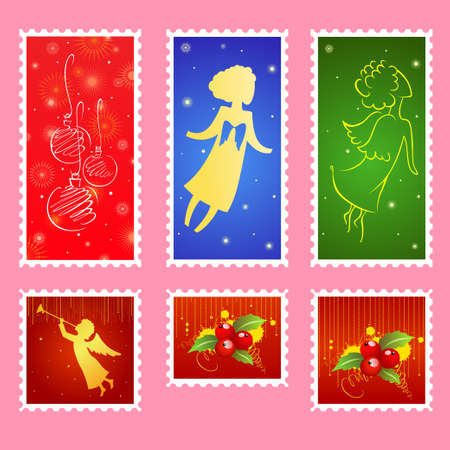 A set of christmas theme stampsの写真素材