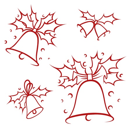 A set of christmas bells outlineのイラスト素材