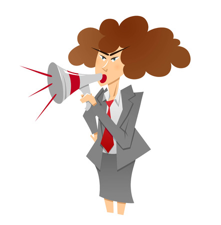 A vector setch with a woman holding a megaphoneのイラスト素材