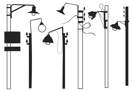 A set of retro street lampsのイラスト素材