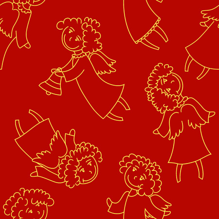 A christmas seamless pattern with angelsのイラスト素材