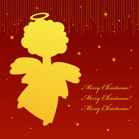 A square christmas card with an angelのイラスト素材