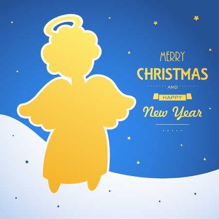 A square christmas card with an angelのイラスト素材