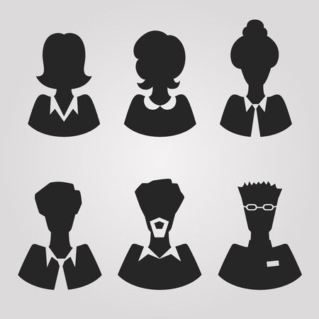 A set of realistic silhouette office avatarsのイラスト素材