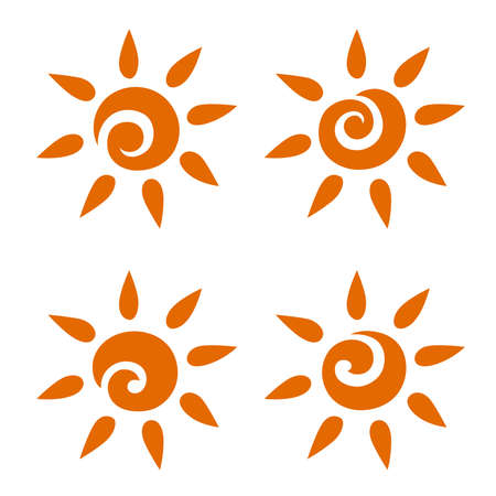A set of suns orange emblemsのイラスト素材