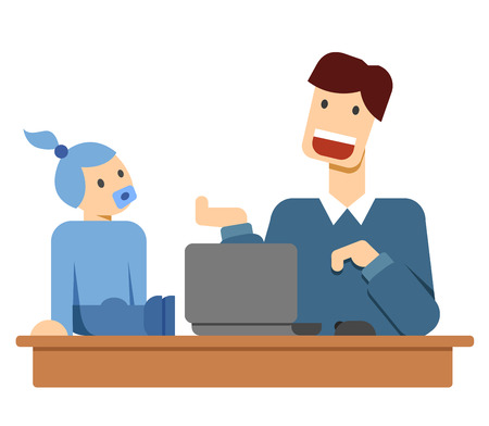 A father working with a childのイラスト素材
