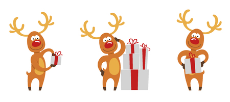 A set of three christmas deerのイラスト素材