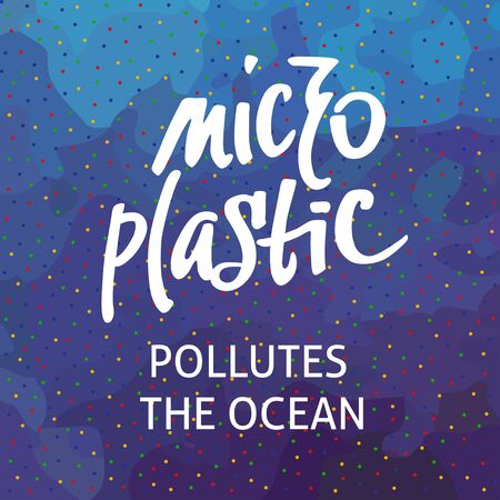 Save the ocean square vector image. The environment protection vector design for a poster, flyer print. Plastic free and zero waste theme. How micro plastic pollutes the oceanのイラスト素材