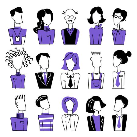 A set of vector doodle business avatar for presentation design and web site. A set of vector dooodle businees avatar for presentation design and web site. Profession freehand imageのイラスト素材