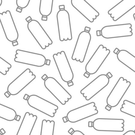 A seamless vector pattern with plastic bottles. Flat line ecology image for a flyer or a poster design.のイラスト素材