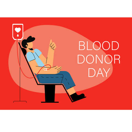 A vector image of a man donating blood. blood donation dayのイラスト素材