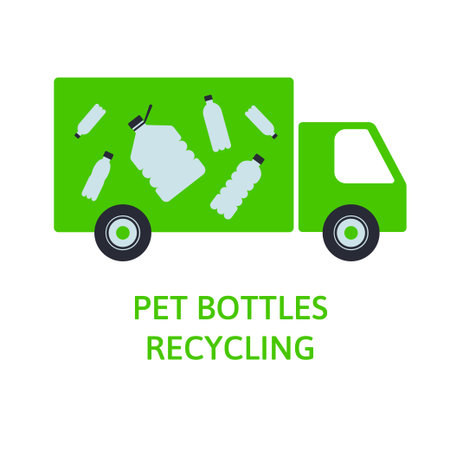 A square vector image of a pet bottle recycling. ecological illustrationのイラスト素材