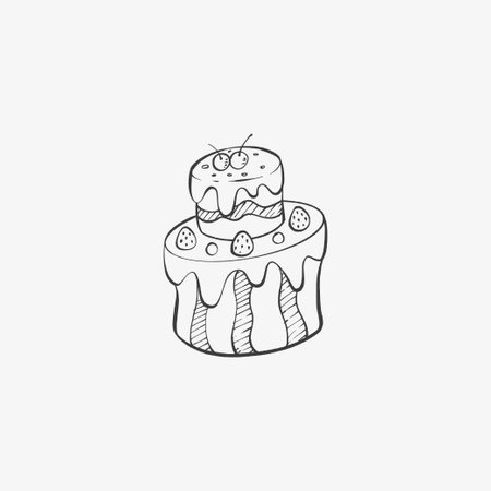 Cake doodle icon. Vector illustration. Hand drawn sketch.のイラスト素材