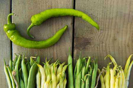 mix of vegetables on a wooden backgroundの写真素材