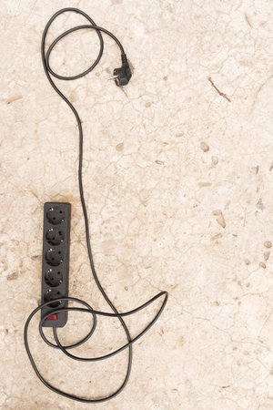 electric cable on a wooden board