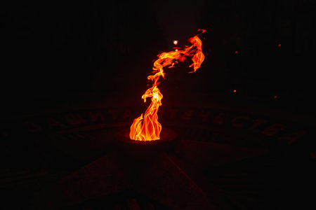 Protecting the fromth9. Fire, eternal fire, symbol of victory. A developing fire. Flames. Yellow...