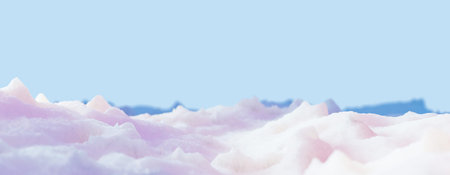 3D render. Winter background with snow, blue sky in the background. A place for text and copyright....