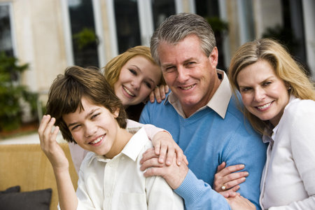 Closeup of affectionate family