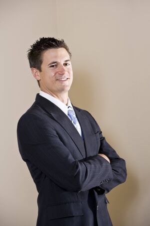 Portrait of confident businessman wearing suitの写真素材