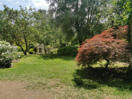 A view of the botanical garden of the city of Sofia, Bulgariaの写真素材