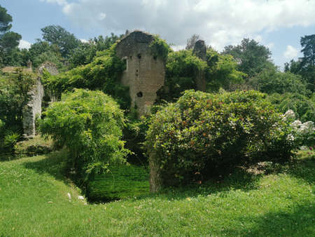 France, the Marie Antoinette estate in the parc of Versailles Palaceの写真素材